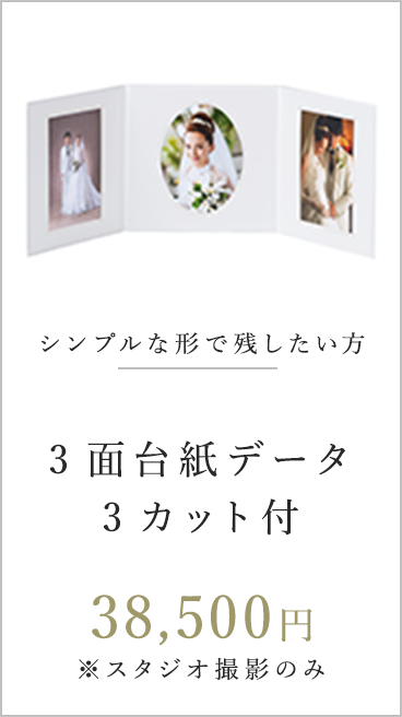 シンプルな形で残したい方 3面台紙データ3カット付き 38,500円 ※スタジオ撮影のみ